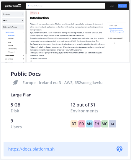 Environment URL and details